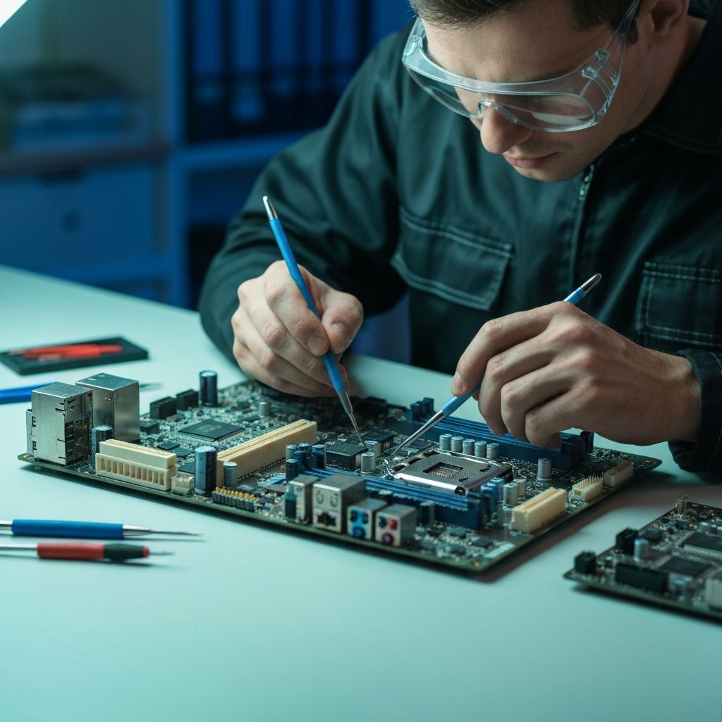 Técnico trabalhando em hardware